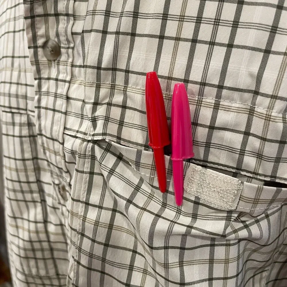 ~ REI Medium Button-Up Hiking Shirt mens brown gray quick dry tech vent stretch~ - Picture 5 of 16